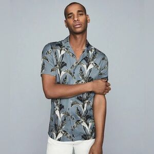 Reiss Mexicali Print Cuban Collar Casual Shirt